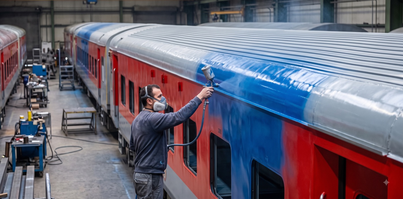 Railway coach painting
